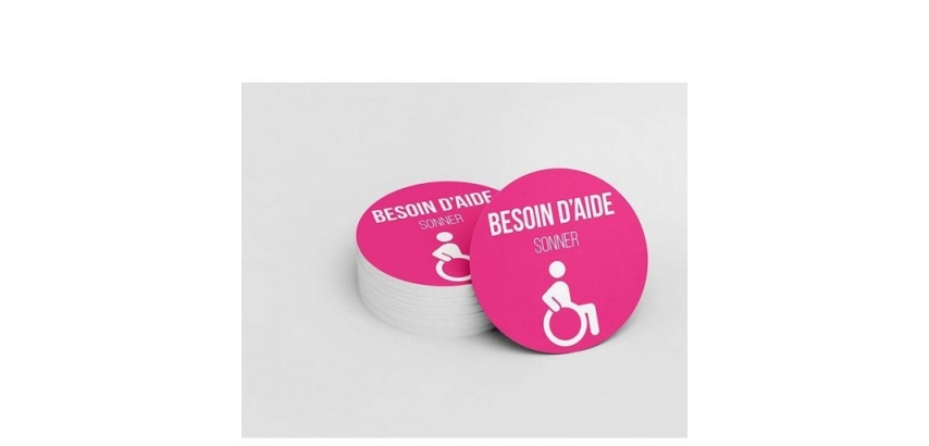 Autocollant rose pour carillon d'appel - Besoin d'aide - Rose