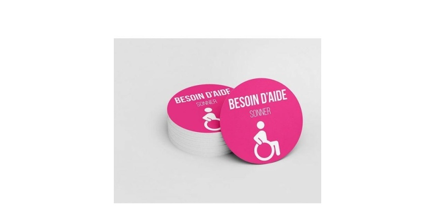 Autocollant rose pour carillon d'appel - Besoin d'aide - Rose