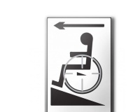 Plaque en relief et en braille - Symbole Handicapé flèche gauche Couleur:Bleu