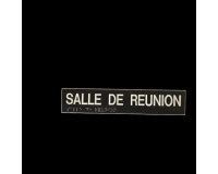 Salle de réunion - Plaque de porte en braille et relief  (Plaque noire)