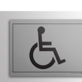 Plaque gravée picto Handicapé  (Fond Inox)