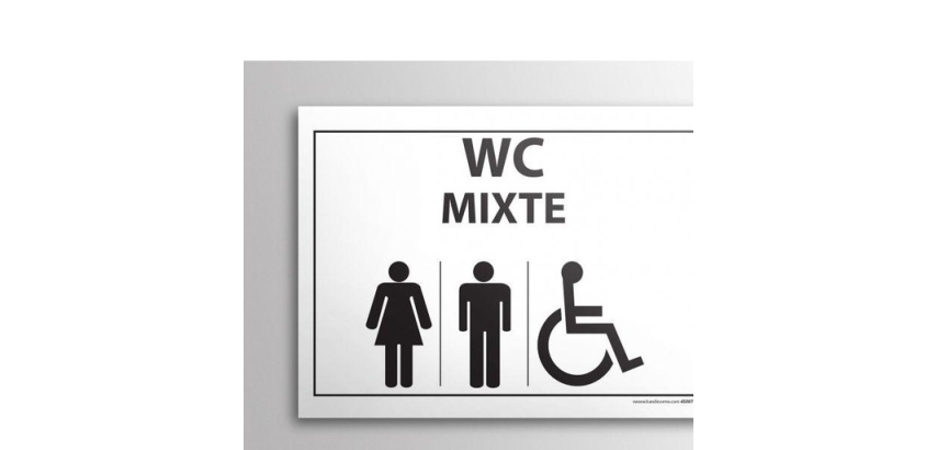Plaque gravée Mixte WC + personnes Handicapées