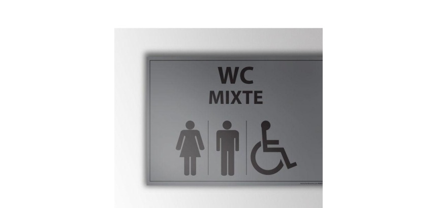 Plaque gravée Mixte WC + personnes Handicapées