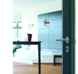 Pictogramme rond de porte - Zone non fumeur - 83mm - acier brossé