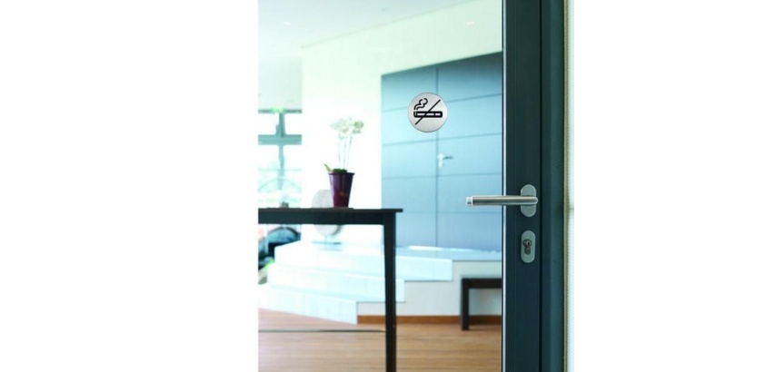 Pictogramme rond de porte - Zone non fumeur - 83mm - acier brossé