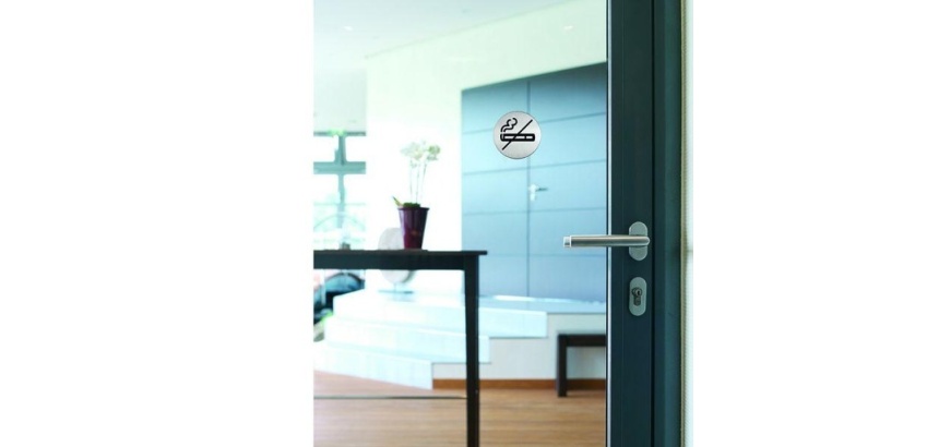 Pictogramme rond de porte - Zone non fumeur - 83mm - acier brossé