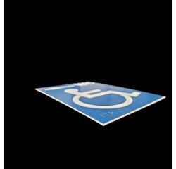 Panneau braille WC picto Handicapé + flèche droite Type:Flèche droite -  (Bleu, Droite)
