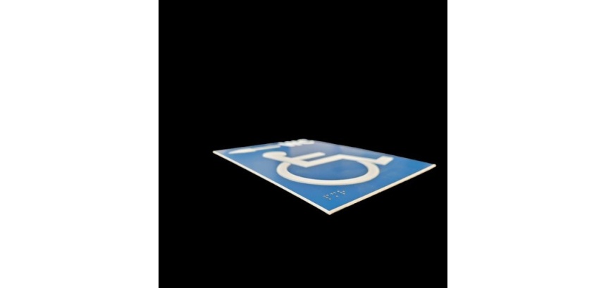 Panneau braille WC picto Handicapé + flèche droite Type:Flèche droite -  (Bleu, Droite)
