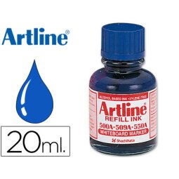 Tinta artline azul para rotulador pizarra blanca EK-500 frasco de 20 ml