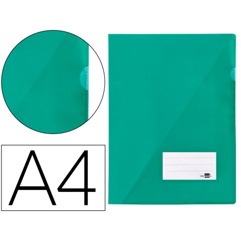 Carpeta liderpapel dossier a4 uñero con tarjetero y solapa interior color verde