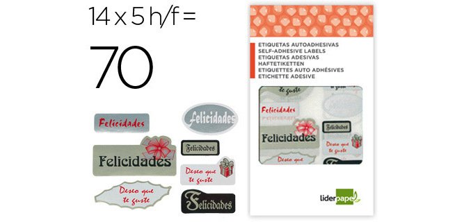 Etiqueta liderpapel adhesiva felicidades / deseo que te guste sobre de 70 unidades