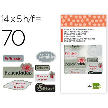 Etiqueta liderpapel adhesiva felicidades / deseo que te guste sobre de 70 unidades