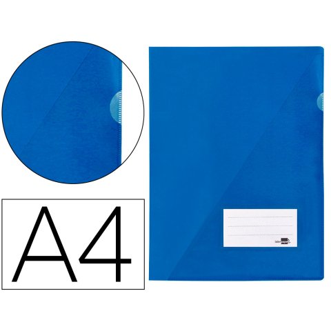 Carpeta liderpapel dossier a4 uñero con tarjetero y solapa interior color azul
