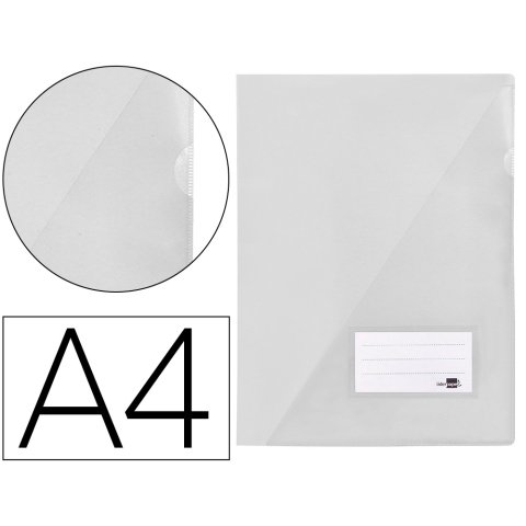 Carpeta liderpapel dossier a4 uñero con tarjetero y solapa interior color transparente
