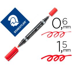 Rotulador staedtler lumocolor permanente duo 348 rojo punta f 0,6 mm punta m 1,5 mm