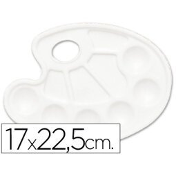Paleta plástico Lidercolor  ovalada 10 huecos diestros tamaño 17x22,5cm