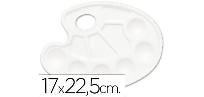 Paleta plástico Lidercolor  ovalada 10 huecos diestros tamaño 17x22,5cm