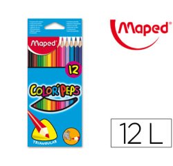Lapices de colores maped triangulares caja de 12 unidades colores surtidos
