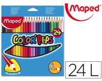 Lapices de colores maped triangulares caja de 24 unidades colores surtidos