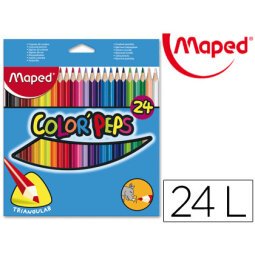 Lapices de colores maped triangulares caja de 24 unidades colores surtidos