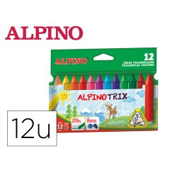 Lapices cera alpinotrix triangulares caja 12 colores