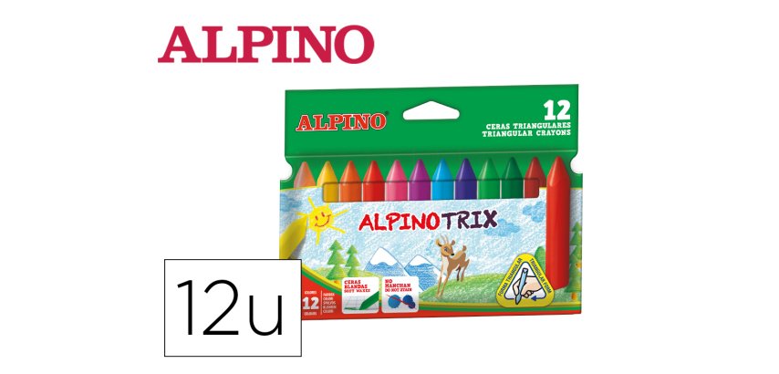 Lapices cera alpinotrix triangulares caja 12 unidades colores surtidos