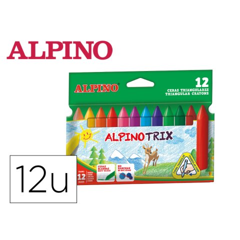 Lapices cera alpinotrix triangulares caja 12 unidades colores surtidos