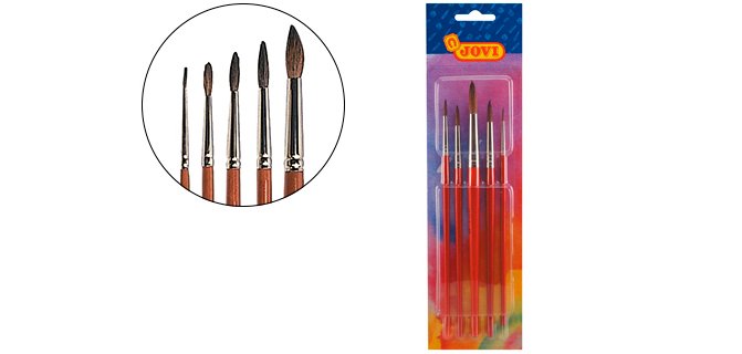 Pinceles acuarela jovi blister de 5 unidades surtidas