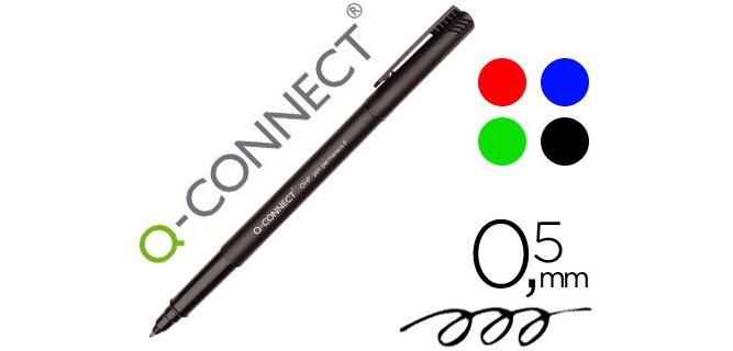 Rotulador q-connect retroproyeccion punta fibra super fina redonda 0,5 mm permanente bolsa 4 rotuladores