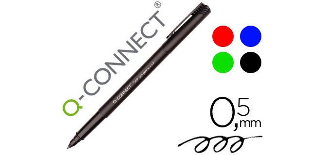 Rotulador q-connect retroproyeccion punta fibra super fina redonda 0,5 mm permanente bolsa 4 rotuladores