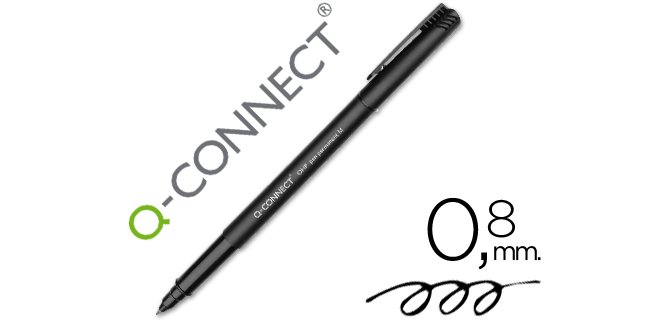 Rotulador q-connect retroproyeccion punta fibra media redonda 0,8 mm permanente negro