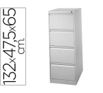 Archivador metálico 4 cajones antivuelco para carpetas A4 y Folio gris