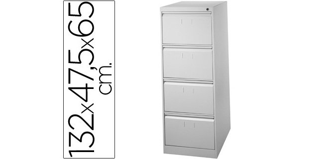 Archivador metálico 4 cajones antivuelco para carpetas A4 y Folio gris