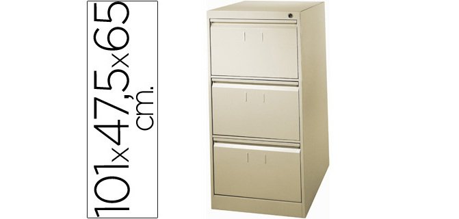Archivador metálico 3 cajones antivuelco para carpetas A4 y Folio beige
