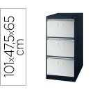 Fichero cajones de suelo metalico de 3 cajones gris bitono n.1375 antivuelco 101x65x47,5 cm