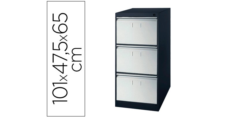 Fichero cajones de suelo metalico de 3 cajones gris bitono n.1375 antivuelco 101x65x47,5 cm