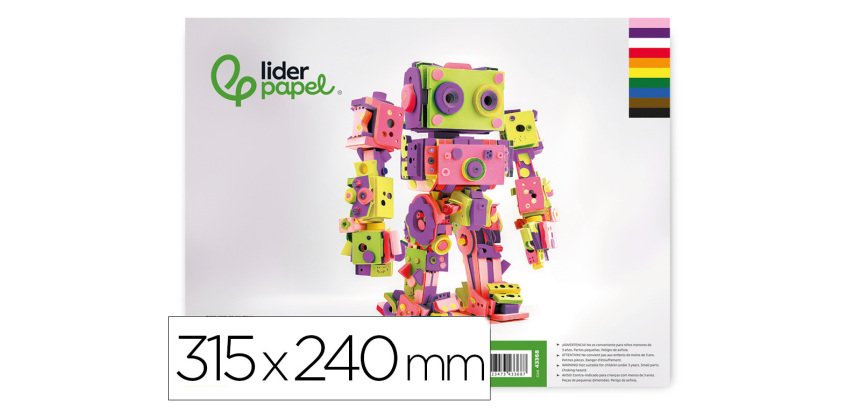 Bloc trabajos manuales liderpapel goma eva 240x315mm 10 hojas colores surtidos