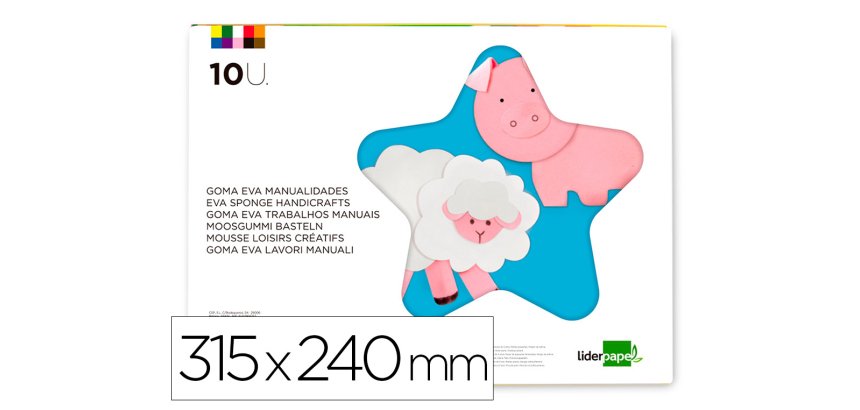 Bloc trabajos manuales liderpapel goma eva 240x315mm 10 hojas colores surtidos