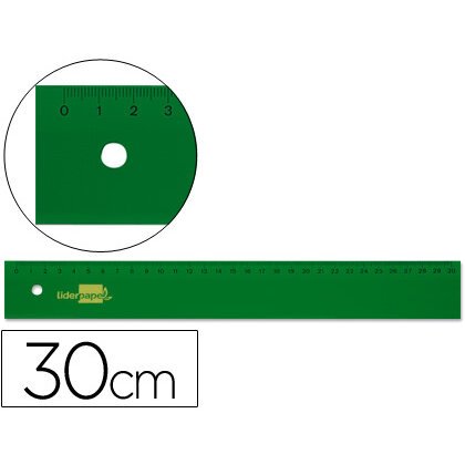 Regla liderpapel 30 cm acrilico verde