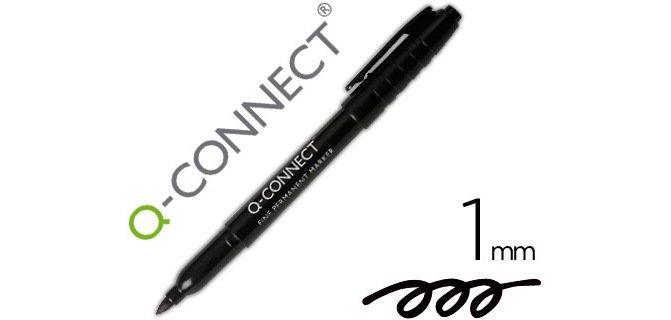 Rotulador q-connect para cd/dvd punta fibra permanente negro punta redonda 1 mm
