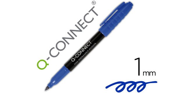 Rotulador q-connect para cd/dvd punta fibra permanente azul punta redonda 1 mm