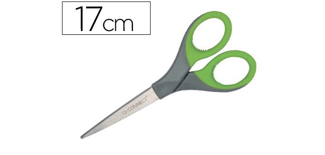 Tijera q-connect mango caucho 7\" 17 cm blister