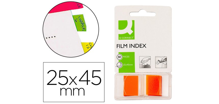 Banderitas separadoras q-connect naranjas dispensador de 50 unidades