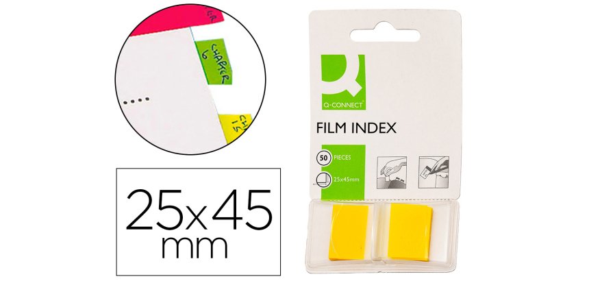 Banderitas separadoras q-connect amarillas dispensador de 50 unidades