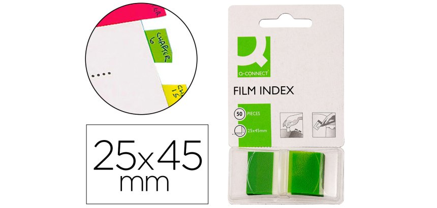 Banderitas separadoras q-connect verdes dispensador de 50 unidades