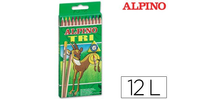 Lapices de colores alpino tri estuche de 12 unidades colores surtidos