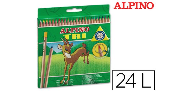 Lapices de colores alpino tri estuche de 24 unidades colores surtidos