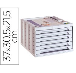 Fichero cajones de sobremesa archivo 2000 305x370x215 mm bandeja organizadora superior 6 cajones gris opaco