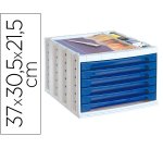 Fichero cajones de sobremesa archivo 2000 305x370x215 mm bandeja organizadora superior 5 cajones azul opaco