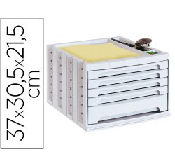 Fichero cajones de sobremesa archivo 2000 305x370x215 mm bandeja organizadora superior 5 cajones gris opaco